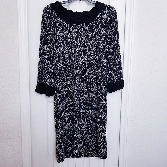 Floral Applique Faux Lace Dress by Alfani - Picture 4 of 5